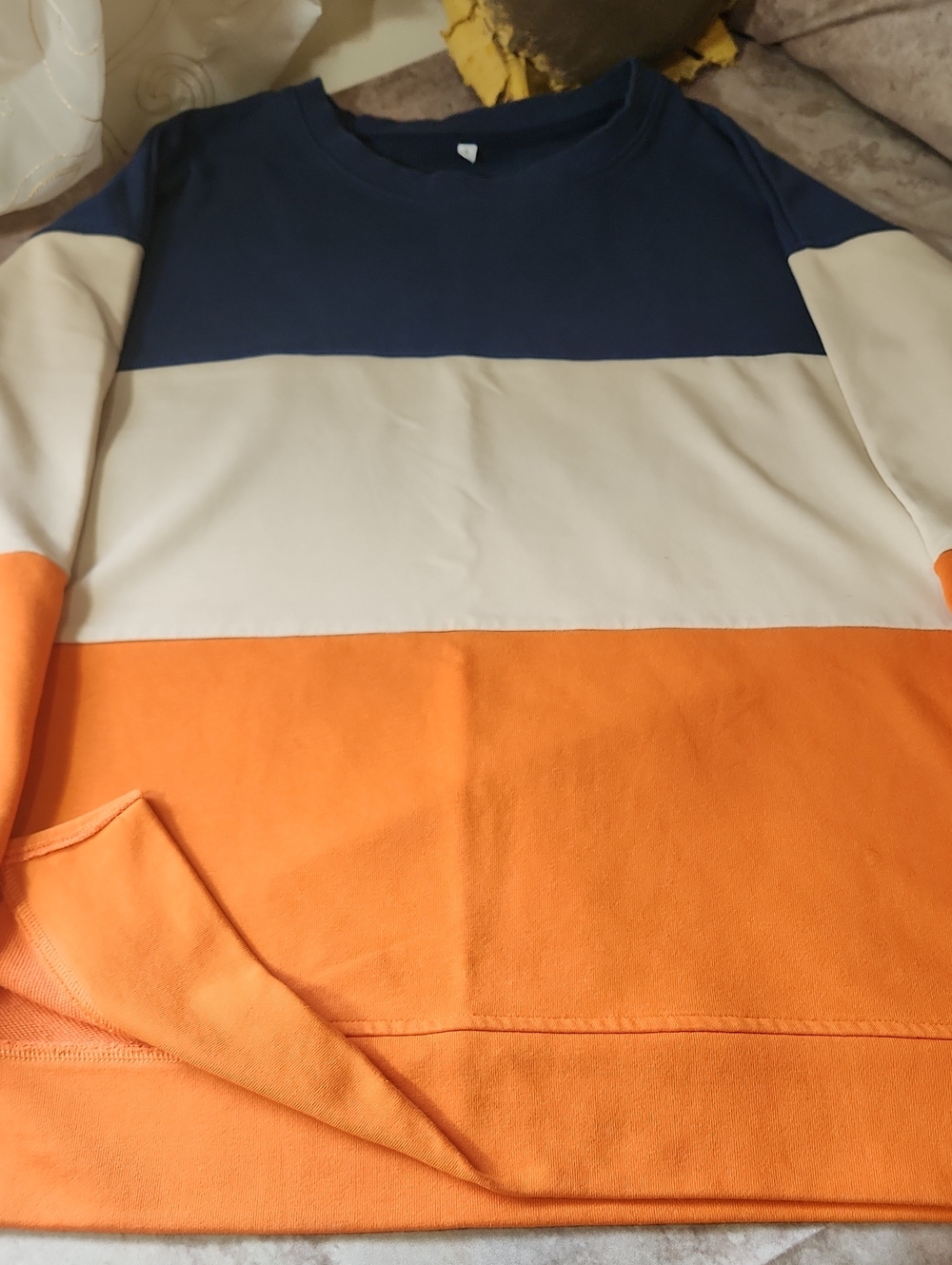 Women’s Crewneck Sweatshirt in Navy, Cream And Orange🍂🍁🍂